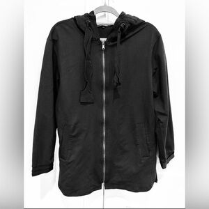 Kobi Halperin Black Hooded Zip Sweatshirt Jacket W Ribbon Detailing Sz M